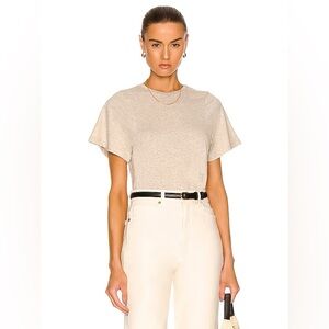 TOTEME Curved Seam Tee Shirt Heather Beige Large